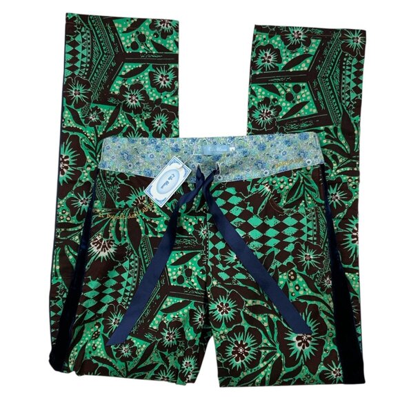 L'ÎLE BLEUE Boubou Barbara Pants 36 US 6 Small Floral Straight Leg Tuxedo Stripe - Picture 3 of 12